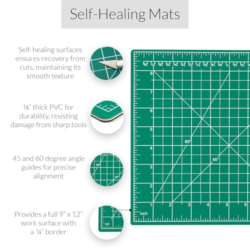 WA Portman 9x12 Self Healing Cutting Mat, Rotary Cutter, & 5 Rotary Blades - size: 9x12