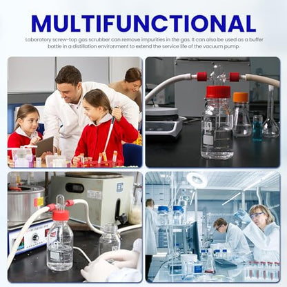 ALWSCI 500ml Gas Washing Bottle Lab Glass Drechsel Head GL45 1Set, - size: 16.9 Ounces