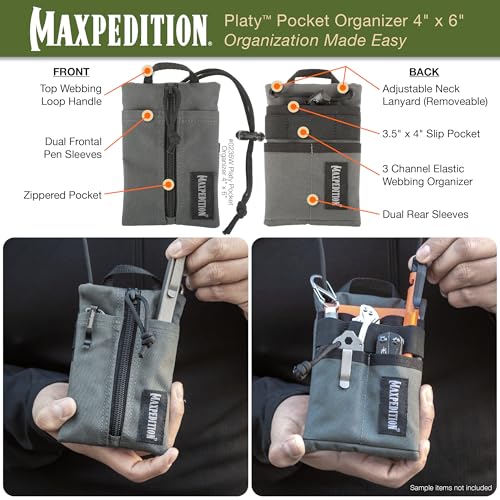 Maxpedition Platy Pocket Organizer, EDC Tool Pouch, Neck Wallet - color: Wolf Gray, size: 4" x 6"