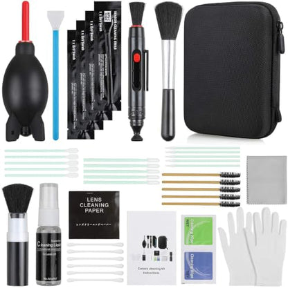 17-in-1 Camera Cleaning Kit for DSLR Cameras (Canon, Nikon,Sony), with Air Blower/Cleaning Pen/Detergent/Cleaning Cloth/Lens Brush/Carry Case - size: 17-in-1