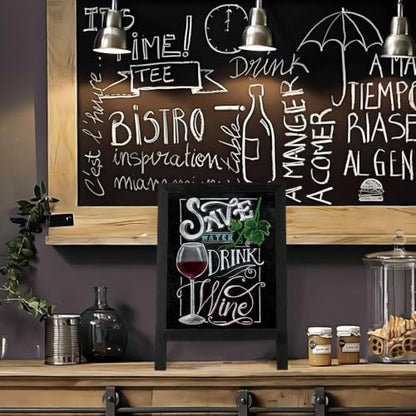 4 THOUGHT Small Tabletop Magnetic Chalkboard Signs 9.5" x 14", Black - color: Black