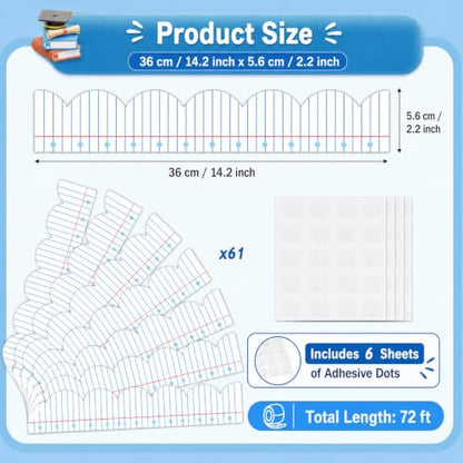 72ft Notebook Paper Bulletin Board Borders Lined Paper Pattern Scalloped Border Trim Composition Notebook Classroom Decor for Back to School Classroom Party Home Office Chalkboard Wall Decor - style: Notebook Paper