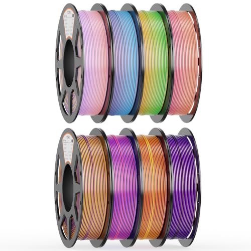 YOOPAI PLA Silk Rainbow Filament 1.75mm, 250g Starter Bundle, 8 Rolls - color: Pla Bundle-250gx8-112020032