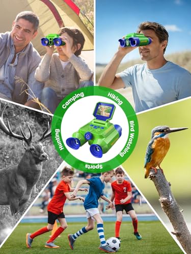 Acoath Binoculars for Kids with Night Vision Camera, Kids Telescope, 10X Optical Zoom, Magic Adventures Telescope Toys Gifts for Age 3, 4, 5, 6, 7, 8, 9, 10+ Years Old Boys Girls - color: Green