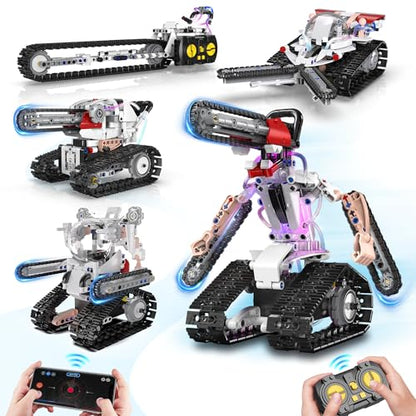 Resosese 5 in 1 STEM RC Robot Building Kit for Boys, APP & Remote Control Erector Set RC Toys for Kids Blocks 419 Pcs, DIY Build Science Educational Gift for Age 6 7 8 9 10 11 12+ Boys & Girls