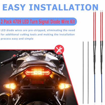 2 Pack 4709 LED Turn Signal Diode Wire Kit,Metric Motorcycle Diode Wire