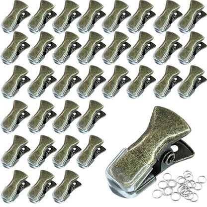 35 Pack Mini Metal Alligator Clips for Crafts Non-Slip Silicone-Coated Retro DIY Badge Small Clips (Glossy Bronze) - color: Glossy Bronze