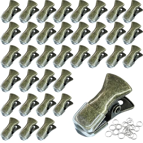 35 Pack Mini Metal Alligator Clips for Crafts Non-Slip Silicone-Coated Retro DIY Badge Small Clips (Glossy Bronze) - color: Glossy Bronze