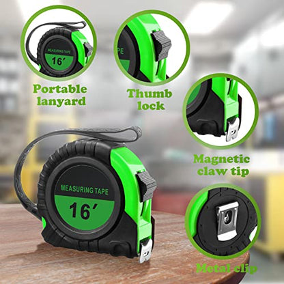 Yunsailing 8 Pack Tape Measure Bulk 16 Feet Retractable Measuring Tape Small Measure Easy Read with Fractions 1/8 Measurement (Green) - color: Green