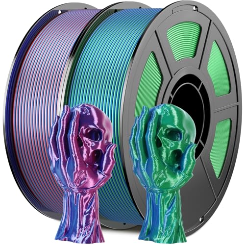 2-Pack Dual Color Silk PLA Filament 1.75mm, Bluegreen-BlueRoseRed - color: 2×1kg Blue Green+blue Rose Red