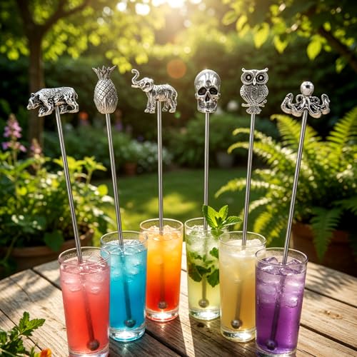Homestia 6 Pcs 7.5 Inch Metal Stir Sticks, Swizzle Sticks Cocktail Stirrers - color: Classic Series