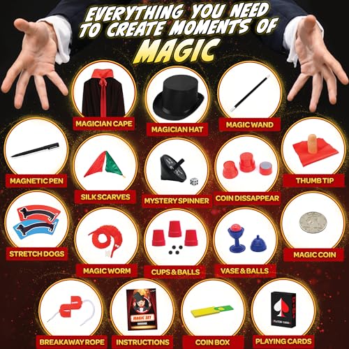BLOONSY Magic Tricks for Kids Age 6-8, Magic Kit with Magician Costume