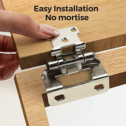 Ravinte Satin Nickel Kitchen Cabinet Hinges, Semi Wrap 1/2" Overlay,50 Pack - size: Semi Wrap 1/2" Overlay