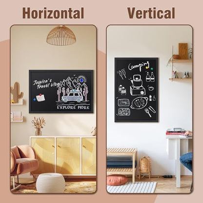 SELEAD Magnetic Chalkboard Words Sign - 24" x 36", Black Wood Frame - color: All Black, size: 36"W x 24"H