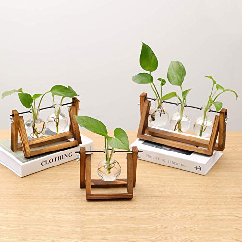 Kingbuy Desktop Glass Planter, 3 Bulb Vases, Brown - size: 3 Bulb Vase (C-type)
