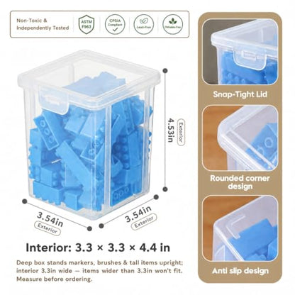 10 Pack Deep Clear Square Storage Box, Craft & Art Marker Organizer - size: Clear Square Medium - 10 Pack