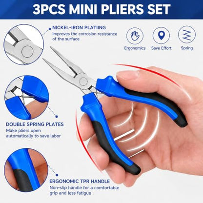 Precision Repair Tool Set, 12-Piece Craftsman & Miniature Tool Kit with Small Screwdrivers, Mini Pliers, Demagnetizer, Small Tool Kit for Phone, Laptop, Jewelry Repair, Includes Compact Storage Pouch