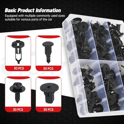 OTUAYAUTO 121PCS 4 in 1 Body Bumper Screw Bolts Fender Liner Clips - size: 120Pcs 4 Sizes Clips for Toyota