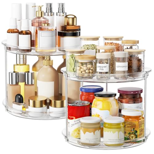 2 Tier Lazy Susan Organizer, 9'' Lazy Susan Turntable for Cabinet - size: 9in 2 Pack