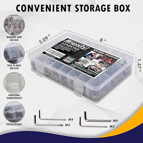 880 Pcs Metric Socket Head Cap Screws Kit, 304 Stainless Steel