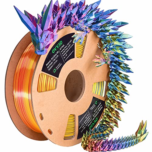 OVV3D PLA Filament 1.75mm, Tri-Color Multicolor Rainbow Silk PLA Filament - color: Tri-color Red Blue Yellow