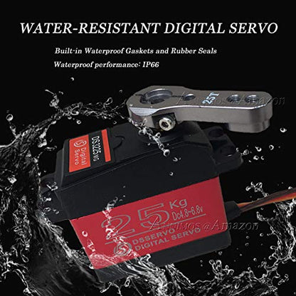 25KG Digital Servo Full Metal Gear High Torque Waterproof for RC Car Crawler Robot Control Angle 270° (Pack of 2) - size: 270 Degree (Pack of 2)