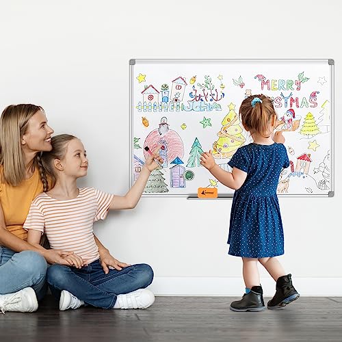 Lockways White Board Dry Erase Board 48 x 36 Inch, Magnetic Whiteboard - color: Silver, size: 48"W x 36"H
