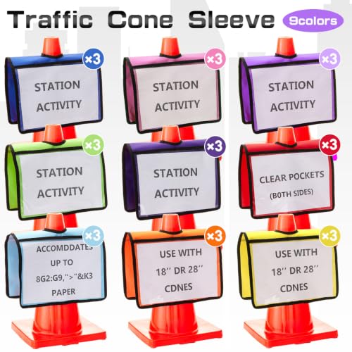 Amylove Set of 27 Traffic Cone Sleeve with Pockets, Multicolor - color: Multicolor