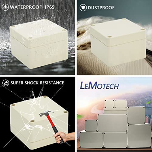 LeMotech Waterproof Dustproof IP65 ABS Plastic Junction Box Universal Electric Project Enclosure Pale Gray 3.3 x 3.2 x 2.2 inch (83 x 81 x 56 mm) - size: 3.3"x3.2"x2.2"