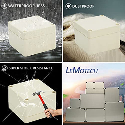 LeMotech Waterproof Dustproof IP65 ABS Plastic Junction Box Universal Electric Project Enclosure Pale Gray 3.3 x 3.2 x 2.2 inch (83 x 81 x 56 mm) - size: 3.3"x3.2"x2.2"