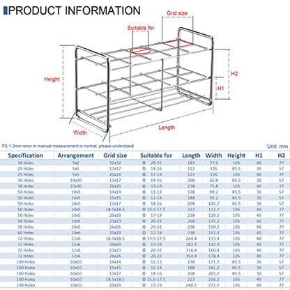 Stainless Steel Test Tube Rack,10 Holes,Outer Diameter Permitted of Tubes 29-31mm,Wire Constructed, 5x2 Format,Adamas-Beta - size: 29-31mm 5×2