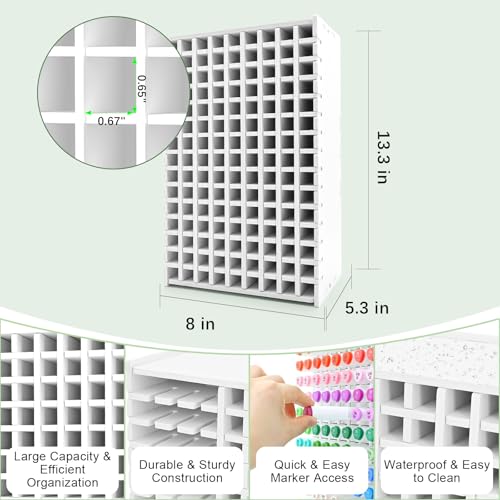 Marker Organizer, 135-Slot Marker Holder with Adjustable Dividers - size: 135 Holes