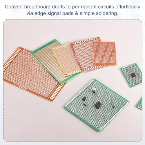 5Pcs 7x5cm PCB Prototype Board w 40-Pin Headers, Green - size: 7x5cm(2.54mm Pitch/1.3mm T)