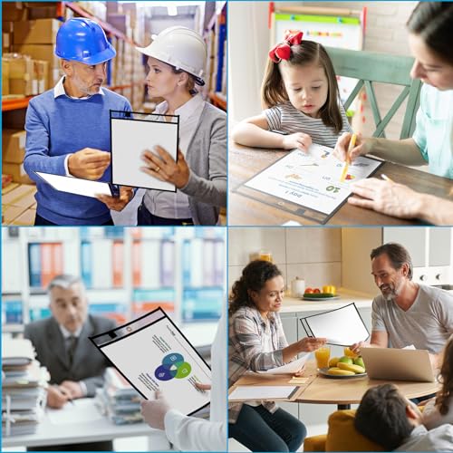 Ndsox 30 Packs Dry Erase Pockets Reusable Oversized Plastic Sleeves Clear Job Ticket Holders Heavy Duty Transparent Hanging Document Protectors for Classroom School Office Work Warehouse, Black