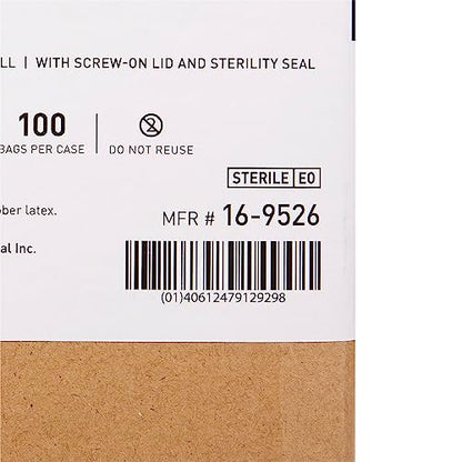 McKesson 16-9526-Case General Purpose Specimen Container High Density Polyethylene Screw-On 4 oz. / 120 Cc Sterile (Pack of 100)