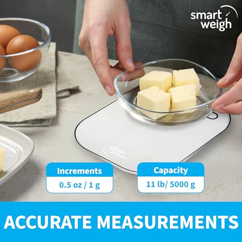 Smart Weigh Stainless Steel Kitchen Scale, 11 lb x 1g, Nutrition Tracking - color: Stainless Steel