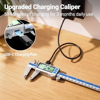 Preciva Digital Caliper 8 Inch, Rechargeable Stainless Steel - size: 8 Inch