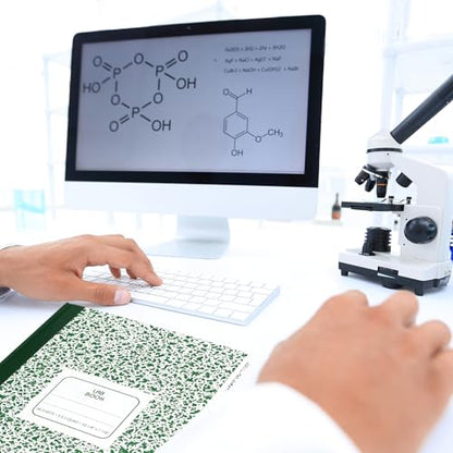 3 Pack Laboratory Notebook 5 x 5 Quad Ruled, Marble Cover - color: Green