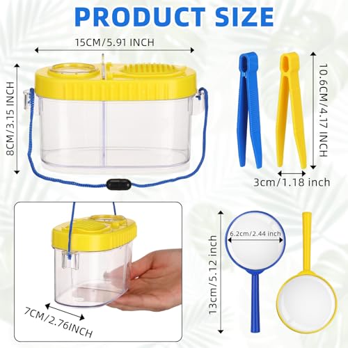 Halloscume 4 Sets Bug Collection Kit for Kids, Explorer Outdoor Kit with Bug Containers for Insects, Magnifying Glass, Tweezers, Nature Exploration Gift Toy for Girls Boys(2 Colors)