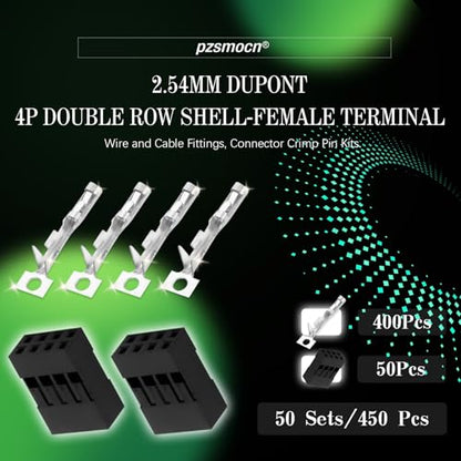 50 Sets / 450 Pieces for Dupont 2.54mm 4Pin Black Female Connector - size: 4-Pin Female, style: Black-Double Row