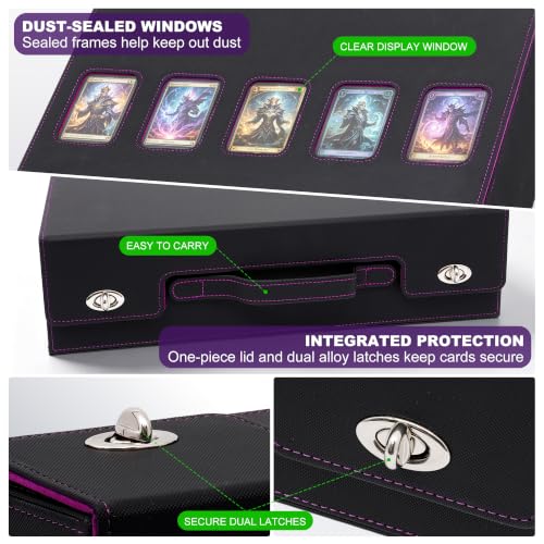 Trading Card Storage Box 5-Row with Top Window,Black Purple - color: Black Purple, size: 5 Rows Top window