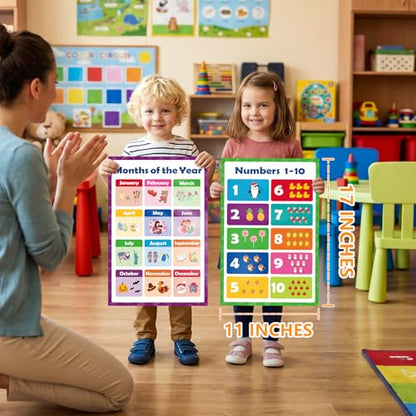 KIDS KING 20 Toddlers Learning Posters - Basic (11"x17") - color: Basic