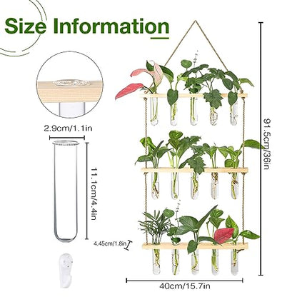 XXXFLOWER Wall Hanging Propagation Station with Wooden Stand 15 Tubes - color: Beige, size: 15 Tube Vases