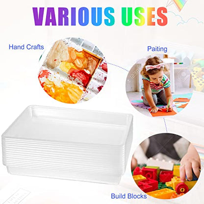 Maitys 15 Pcs Large Activity Plastic Art Trays for Kids Crafts, Clear - color: Clear