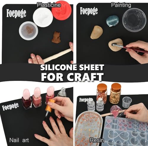 Foepoge 27.9”x20” Extra Large Silicone Sheet for Crafts Resin, Nonstick - color: Black, size: 27.9" x 20"