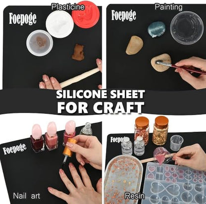 Foepoge 27.9”x20” Extra Large Silicone Sheet for Crafts Resin, Nonstick - color: Black, size: 27.9" x 20"