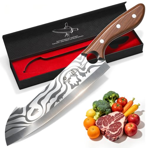 imarku 8.4" Pro Chef Knife,Japanese Ultra Sharp High Carbon Stainless Steel - color: Silver with Laser-etched Wave