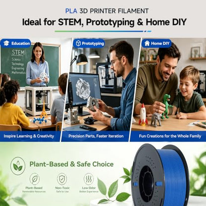 Kingroon PLA 3D Printer Filament, Dimensional Accuracy +/- 0.02 mm, 1 kg Spool(2.2lbs), 1.75 mm，Blue - color: 1kg Blue