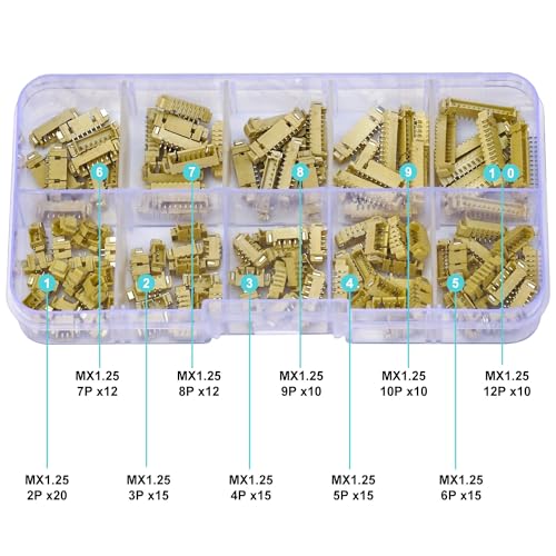 JST SMT Connector Socket, MX Picoblade 1.25mm 2Pin 3Pin 4Pin 5Pin 6Pin 7Pin 8Pin 9Pin 10Pin 12Pin Micro SMD Header PCB Surface Mount Side Type Right Angle Type Header (JTS-MX1.25-SMT-R/A) - size: 1.25MM-MX1.25-Right-Angle-Header