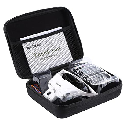 YOCTOSUN Magnifying Glasses with Light, LED Head Magnifier with 5 Lenses, Headband, Storage Case, Hands Free Lighted Head Magnifying Visor for Close Work Hobby Crafts - style: Head Magnifier with 2 LED Lights & Storage Case